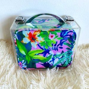 London SOHO New York Acrylic Hard Case + Floral Cosmetic Bag